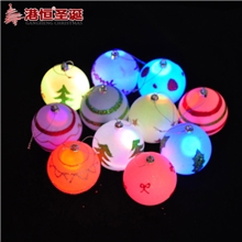 圣诞装饰挂件7cm闪光LED带灯彩绘粘粉圣诞闪光球20g