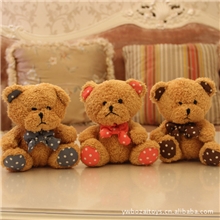 18CM圆点领结泰迪熊娃娃机公仔7寸抓机娃娃批发厂家直销
