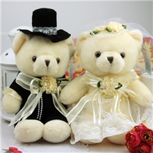 婚礼婚庆婚纱熊情侣对熊结婚礼物压床娃娃婚车装饰毛绒玩具一对