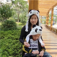 厂家常年现货供应短款熊猫【白色球/黑色球】卡通帽