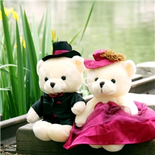 【七夕爆款】压床娃娃情侣熊婚纱泰迪熊紫色依依新娘泰迪熊