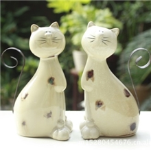 zakka陶瓷工艺品批发创意窑变小猫咪摆设5548