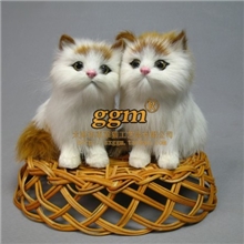 热销仿真猫咪兔皮毛手工打造仿真动物居家摆设工艺品