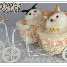 热销仿真猫仿真猫咪纯手工白藤三轮车猫仿真动物可爱猫咪
