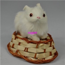 仿真兔子小兔子小白兔小动物兔皮毛可爱玩具带小筐