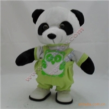 电动毛绒玩具批发走路熊猫前进后退双控走路唱歌