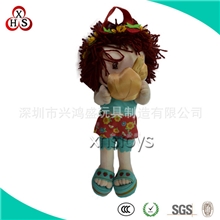 厂家直供时尚女孩布娃娃毛绒玩具背包吊饰挂件可定制