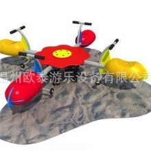 儿童四人摇马跷跷板，弹簧塑料摇马跷跷板