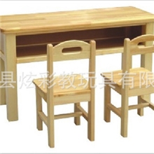 【精品热销】厂家专业生产幼儿园双人课桌，幼儿园儿童实木课桌椅