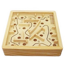 木质智力益智玩具迷宫游戏掌上迷宫钢珠迷宫20关12X12厘米