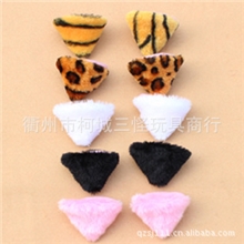 厂家供应各种毛绒耳朵发夹白猫黑猫老虎豹纹粉色耳朵猫耳朵