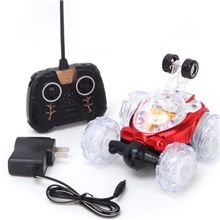 五通带灯光音乐翻斗特技遥控车儿童模型玩具舞蹈特技翻滚充电