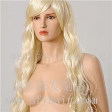 发制品，假发化纤头套高温丝大波浪齐斜刘海