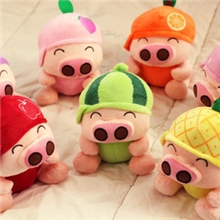 18CM水果麦兜猪公仔毛绒玩具批发淘宝热卖（8种水果猪随机混）