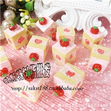 DIY饰品iphone4手机美容贴钻树脂配件仿真奶油草莓蛋糕19*12mm