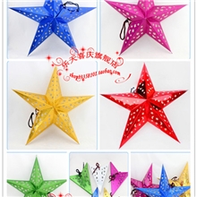 立体镭射五角星吊顶挂饰圣诞纸五星圣诞节装饰大中小