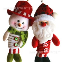 批发QY36075布艺圣诞饰品圣诞弹簧脚挂件圣诞老人雪人