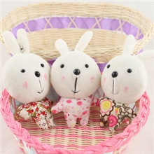 韩国花衣服碎花咪兔毛绒玩具钥匙链/包包挂件/手机挂件颜色随机