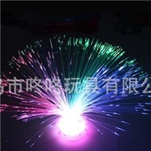 （光纤丝灯）七彩大盘光纤花闪光花满天星小夜灯地摊货源
