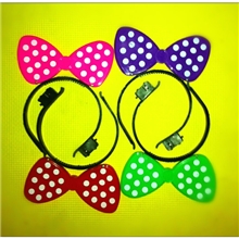 供应平面蝴蝶结闪光头箍发光蝴蝶结米妮发卡演唱会派对用品批发