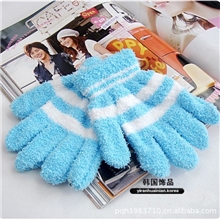 批发时尚毛巾五指手套/冬季保暖半边绒手套/义乌厂家库存手套