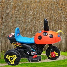 音乐七彩灯飞机头甲壳虫头三档儿童电动摩托车三轮车童车