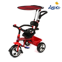 lecoco乐卡多功能带顶棚安全护栏儿童三轮车T306红色豪华儿童礼品