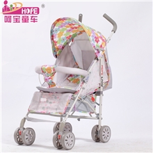 厂家直销呵宝童车婴儿推车全蓬可平躺五档调节伞车309碎花彩网
