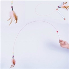 批发钢丝彩色羽毛逗猫棒附送铃铛猫咪最爱玩具空中飞猫猫玩具