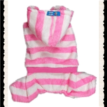 holdhoney日本宠物秋装运动休闲粉白条四脚摇粒绒系列2012070802