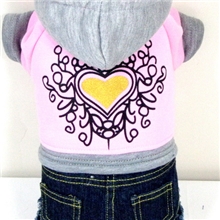 供应宠物服装，宠物用品,狗狗粉色金色爱心印花群