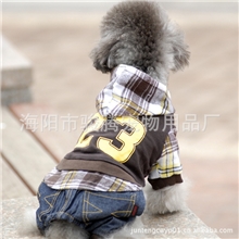 宠物服装工厂加工宠物衣服狗狗四脚衣服牛仔裤吉娃娃衣服小额批发
