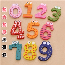 数字冰箱贴黑色磁铁不生锈超厚大号木质冰箱贴10片为一套