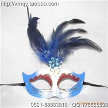 批发万圣节面具羽毛彩绘面具彩绘面具