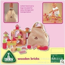 外贸英国ELC积木|经典|百粒彩色木质|布袋积木|粉色款|混批|益智