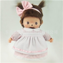 正版蒙奇奇毛绒娃娃35cm宝宝娃娃玩具礼品粉色裙子毛绒公仔