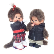 毛绒玩具正版蒙奇奇20cm情侣羽绒服娃娃公仔创意礼品