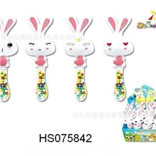 供应装糖兔子带闪灯声音玩具，灯光音乐卡通白兔头，复活节兔子