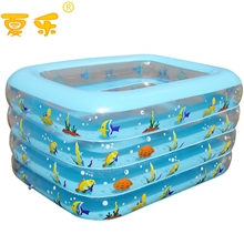 夏乐4层方形加高充气婴儿游泳池儿童戏水池宝宝充气浴盆泳池