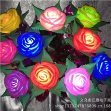 浪漫情人节永不凋谢蓝色妖姬仿真玫瑰花小夜灯带枝情人节蓝玫