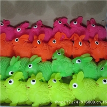 创意七彩闪光毛毛球发泄玩具小兔子闪光毛毛球毛毛球批发