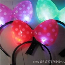 新款发光蝴蝶结发夹米妮头箍闪光发卡演唱会圣诞派对用品批发