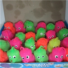 创意七彩闪光卡通毛毛球发泄玩具小狗闪光毛毛球毛毛球批发