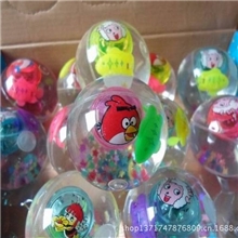[直径7.0CM]闪光带鱼透明水晶弹力球卡通跳跳球儿童玩具批发