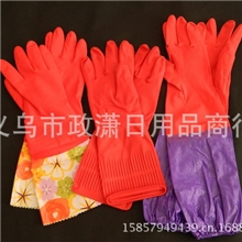 2013年爆款家务手套橡胶绒里手套加长橡胶保暖手套