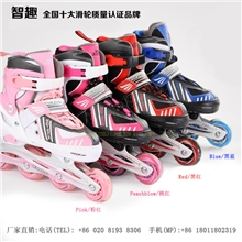 厂家批发ZQ-1008儿童轮滑鞋全软皮面溜冰鞋闪光直排轮滑鞋