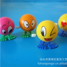 上链跳跳印三色表情多款厂家批发7290-4发条可爱跳球儿童塑胶玩具