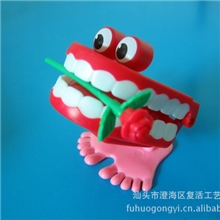 上链(含玫瑰花)跳跳牙厂家直销牙科玩具情人节塑料玩具