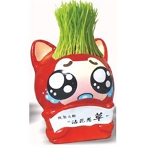 厂家直销卡通草头娃可爱阿狸青草种植桌面绿色迷你植栽草头娃