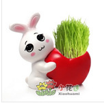 批发草头娃娃DIY桌面青草种植小白人青草种植抱心兔草头娃娃